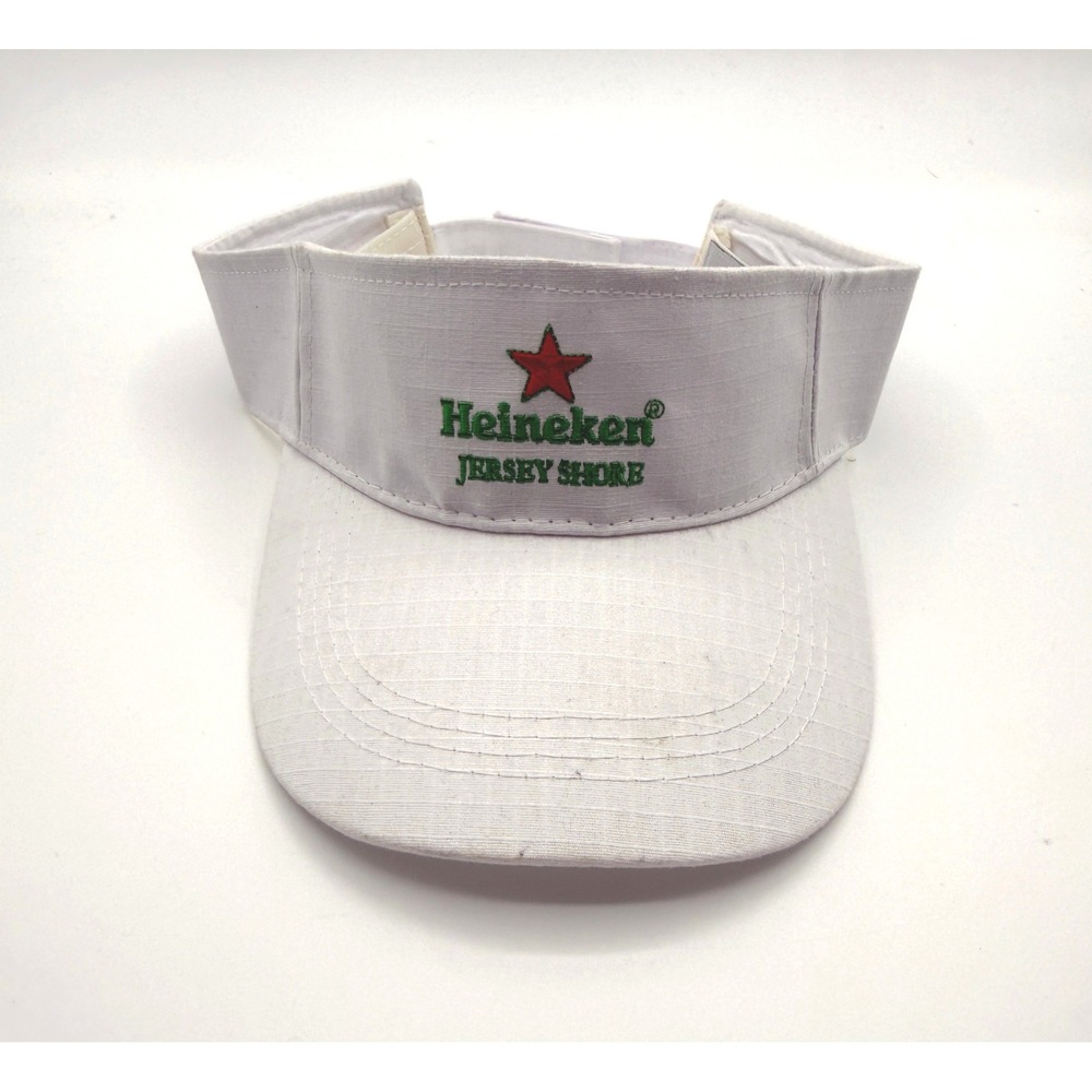 Heineken Visor Hat Mens White Jersey Shore Beer Promo Ripstop Adjustable 90s Y2K